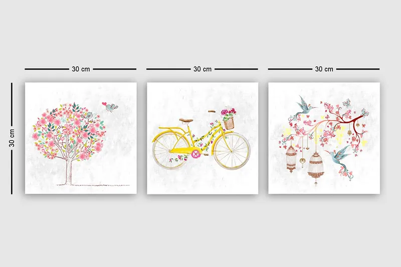 Dekorativ Canvastavla 3-Delar 30x30 cm - Flerfärgad - Inredning - Tavlor & konst - Canvastavlor