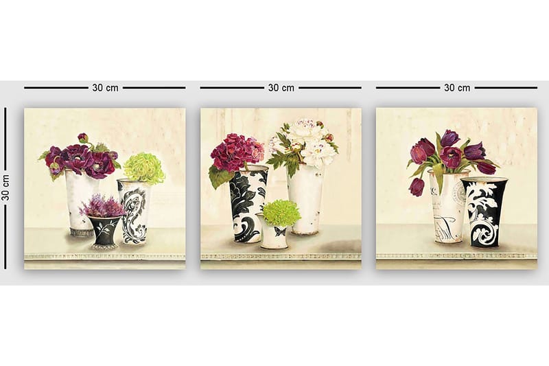 Dekorativ Canvastavla 3-Delar 30x30 cm - Flerfärgad - Inredning - Tavlor & konst - Canvastavlor