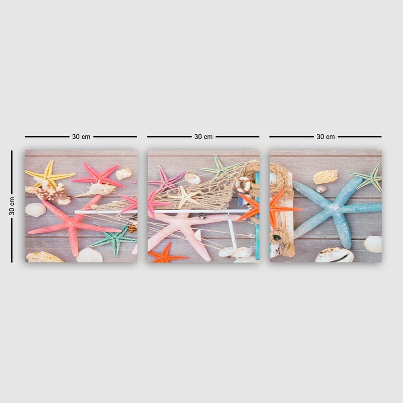 Dekorativ Canvastavla 3-Delar 30x30 cm, Flerfärgad