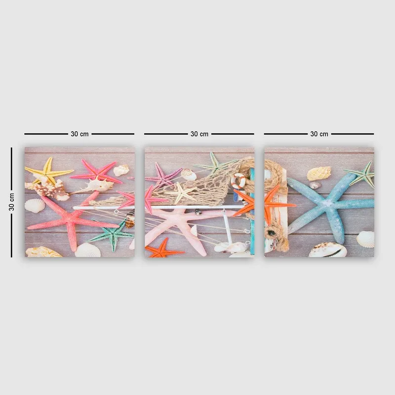 Dekorativ Canvastavla 3-Delar 30x30 cm, Flerfärgad