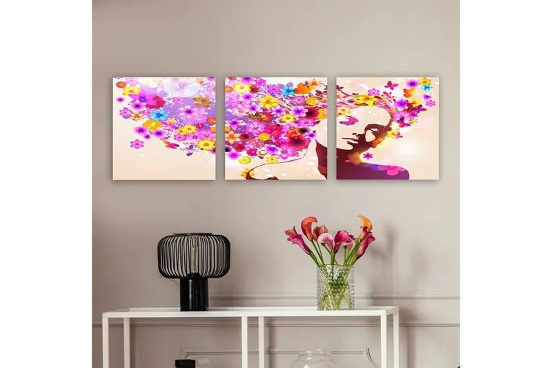 Dekorativ Canvastavla 3-Delar 30x30 cm, Flerfärgad