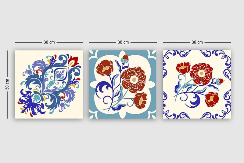 Dekorativ Canvastavla 3-Delar 30x30 cm - Flerfärgad - Inredning - Tavlor & konst - Canvastavlor