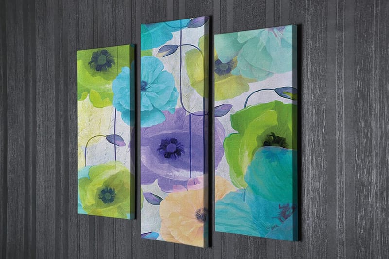 Dekorativ Canvastavla 3-Delar 45x20 cm - Flerfärgad - Inredning - Tavlor & konst - Canvastavlor