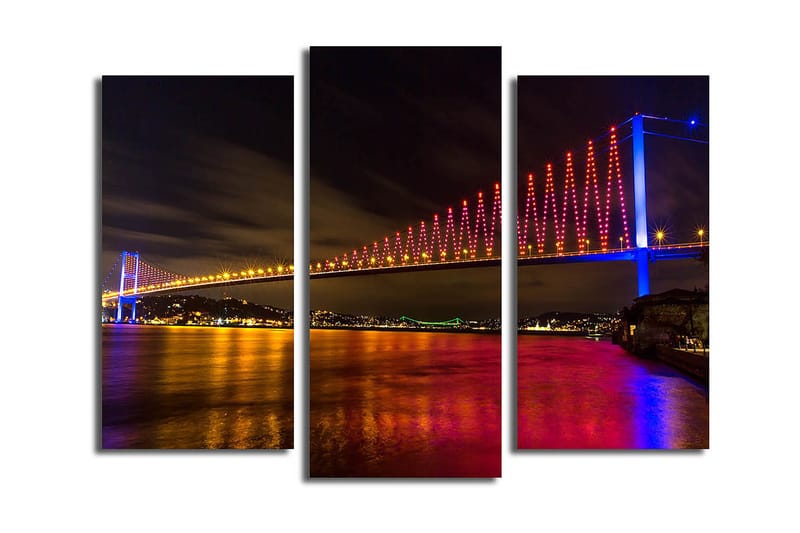 Dekorativ Canvastavla 3-Delar 45x20 cm, Flerfärgad