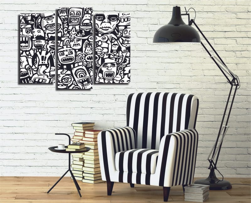 Dekorativ Canvastavla 3-Delar 45x20 cm, Flerfärgad