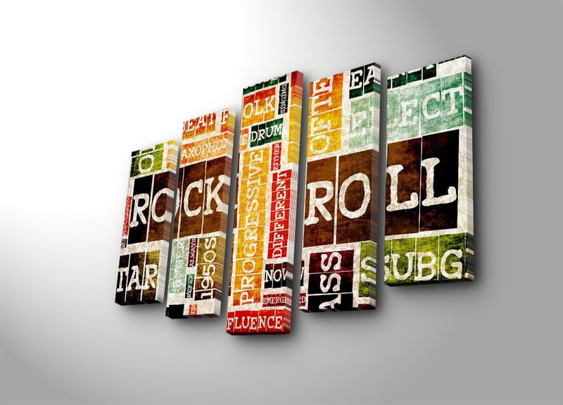 Dekorativ Canvastavla 5-Delar 70x19 cm, Flerfärgad