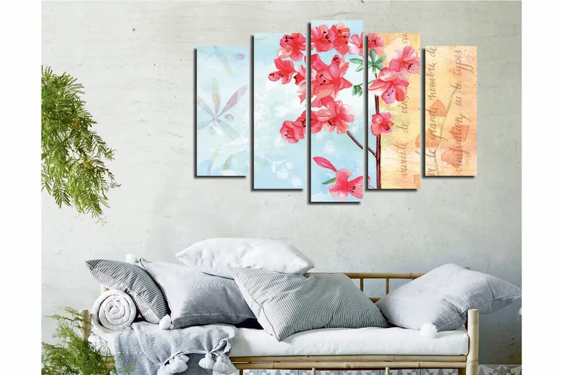 Dekorativ Canvastavla 5-Delar 70x20 cm, Flerfärgad