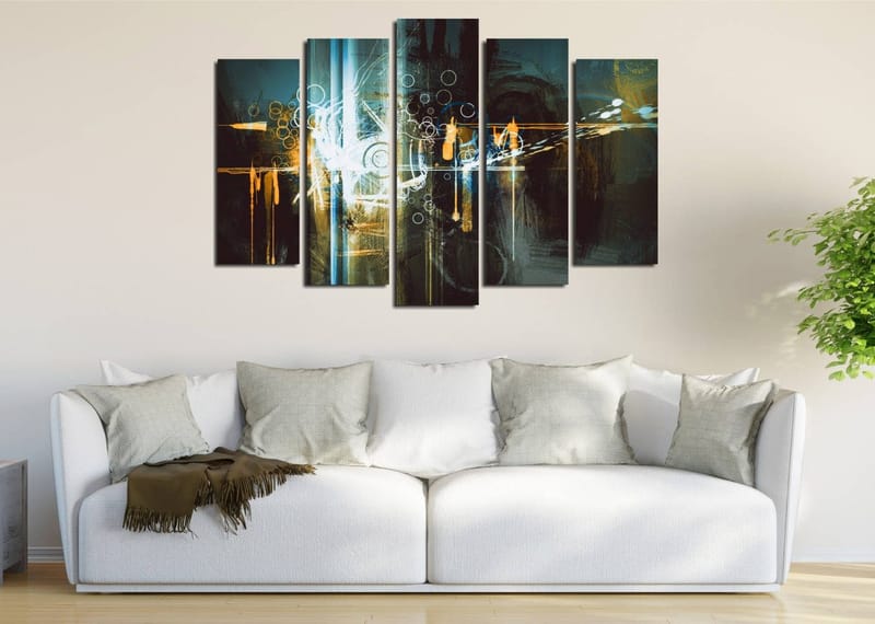 Dekorativ Canvastavla 5-Delar 70x20 cm, Flerfärgad