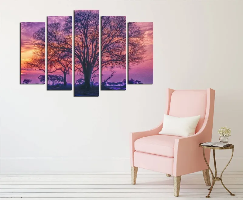 Dekorativ Canvastavla 5-Delar 70x20 cm, Flerf ärgad