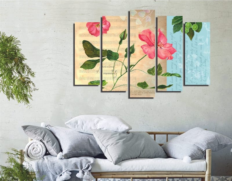 Dekorativ Canvastavla 5-Delar 70x20 cm, Flerf ärgad