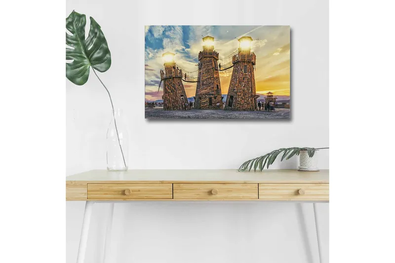 Dekorativ Canvastavla med LED 45x70 cm, Flerfärgad