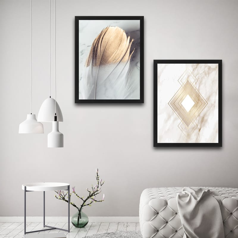 Dekorativ inramad målning 2-Delar 30x40 cm - Flerfärgad - Inredning - Tavlor & konst - Canvastavlor