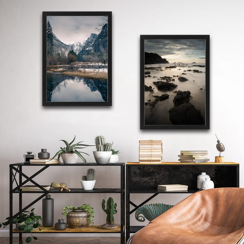 Dekorativ inramad målning 2-Delar 30x40 cm - Flerfärgad - Inredning - Tavlor & konst - Canvastavlor