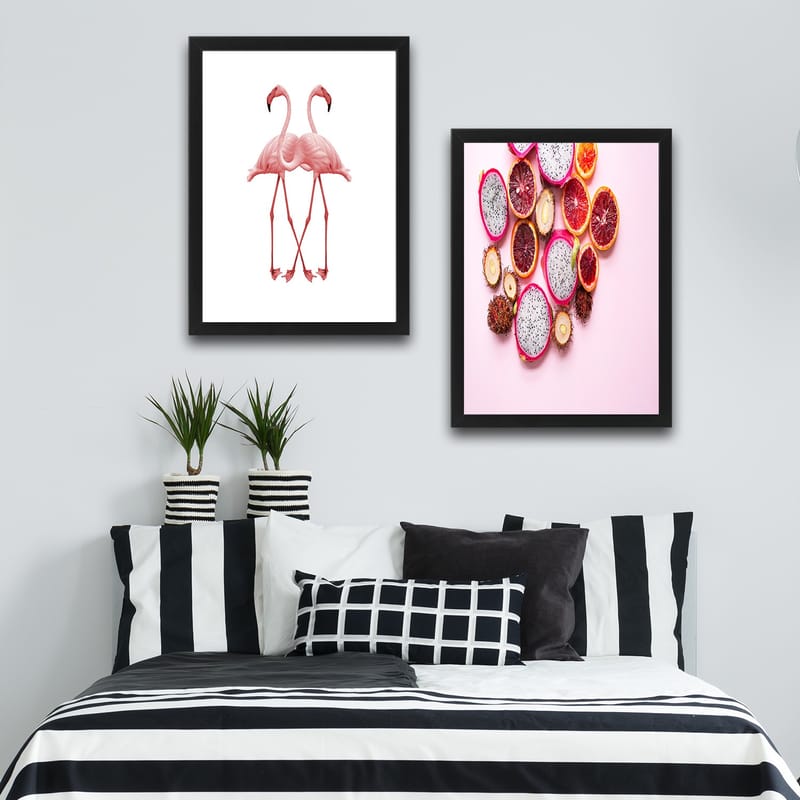 Dekorativ inramad målning 2-Delar 30x40 cm - Flerfärgad - Inredning - Tavlor & konst - Canvastavlor