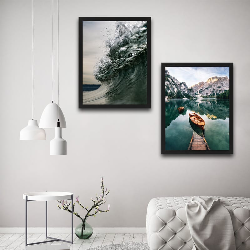 Dekorativ inramad målning 2-Delar 30x40 cm - Flerfärgad - Inredning - Tavlor & konst - Canvastavlor