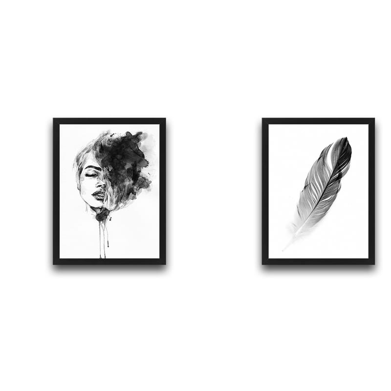 Dekorativ inramad målning 2-Delar 30x40 cm - Flerfärgad - Inredning - Tavlor & konst - Canvastavlor