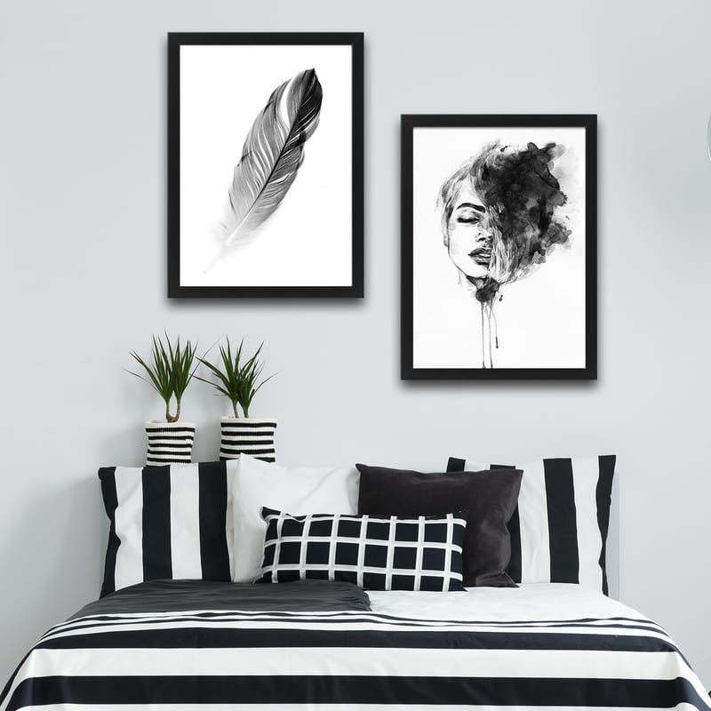 Dekorativ inramad målning 2-Delar 30x40 cm - Flerfärgad - Inredning - Tavlor & konst - Canvastavlor