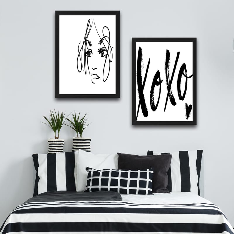Dekorativ inramad målning 2-Delar 30x40 cm - Flerfärgad - Inredning - Tavlor & konst - Canvastavlor