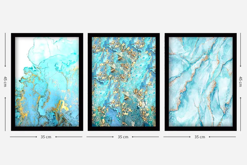 Dekorativ inramad målning 3-Delar 35x45 cm - Flerfärgad - Inredning - Tavlor & konst - Canvastavlor