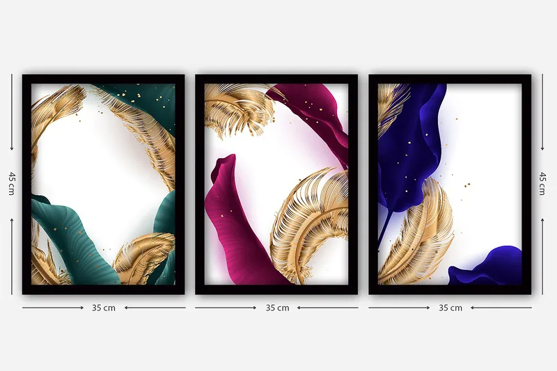Dekorativ inramad målning 3-Delar 35x45 cm - Flerfärgad - Inredning - Tavlor & konst - Canvastavlor