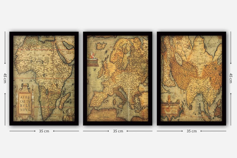 Dekorativ inramad målning 3-Delar 35x45 cm - Flerfärgad - Inredning - Tavlor & konst - Canvastavlor