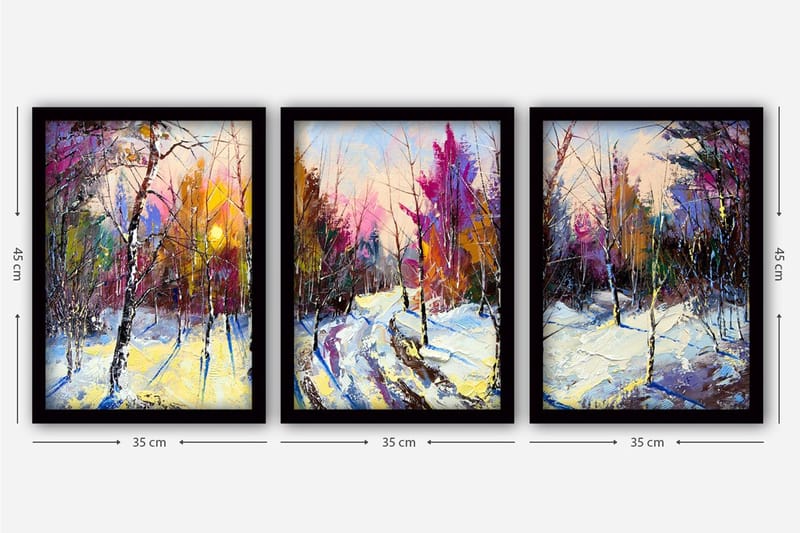 Dekorativ inramad målning 3-Delar 35x45 cm - Flerfärgad - Inredning - Tavlor & konst - Canvastavlor