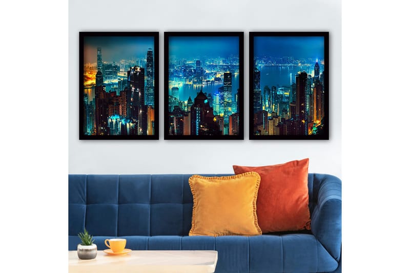 Dekorativ inramad målning 3-Delar 35x45 cm, Flerfärgad