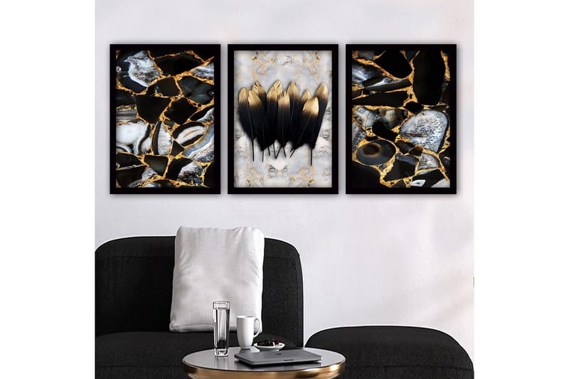 Dekorativ inramad målning 3-Delar 35x45 cm, Flerfärgad