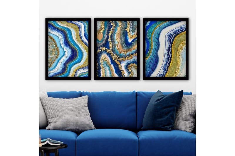 Dekorativ inramad målning 3-Delar 35x45 cm, Flerfärgad