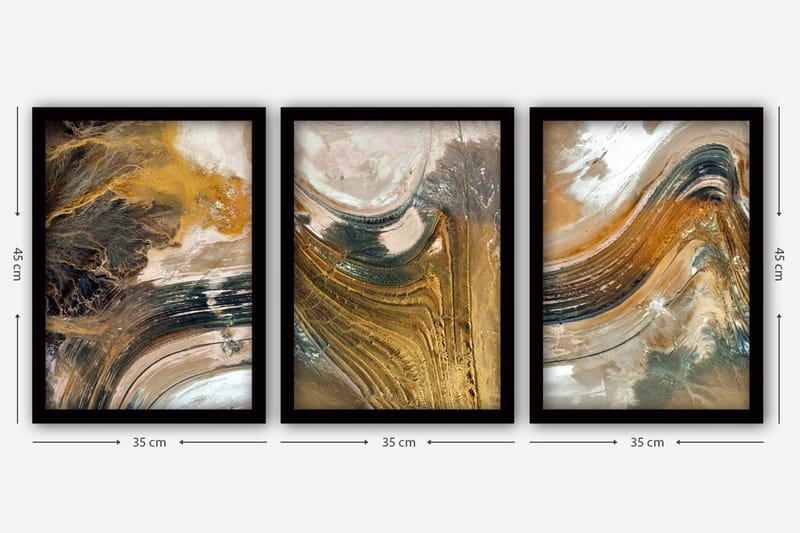 Dekorativ inramad målning 3-Delar 35x45 cm - Flerfärgad - Inredning - Tavlor & konst - Canvastavlor