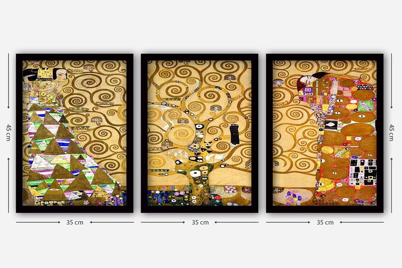 Dekorativ inramad målning 3-Delar 35x45 cm - Flerfärgad - Inredning - Tavlor & konst - Canvastavlor