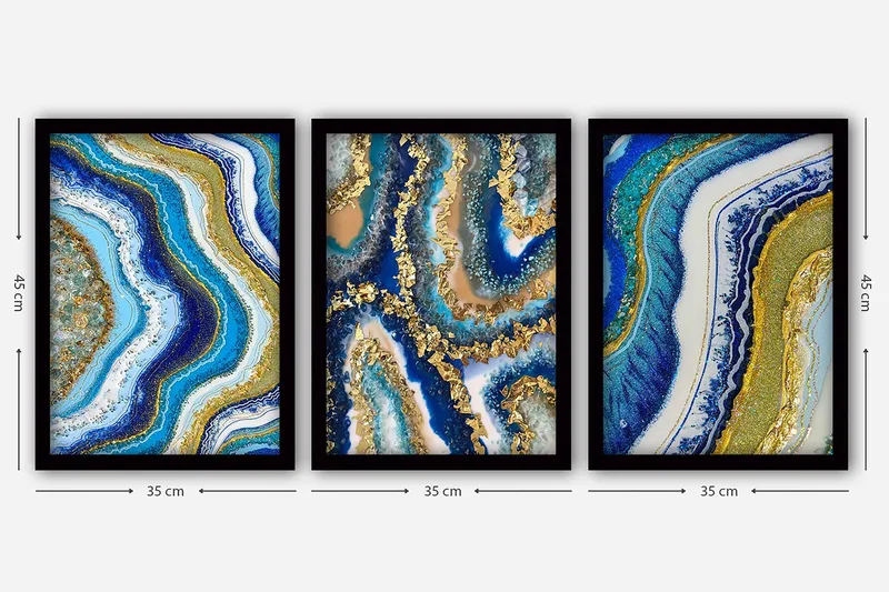 Dekorativ inramad målning 3-Delar 35x45 cm - Flerfärgad - Inredning - Tavlor & konst - Canvastavlor
