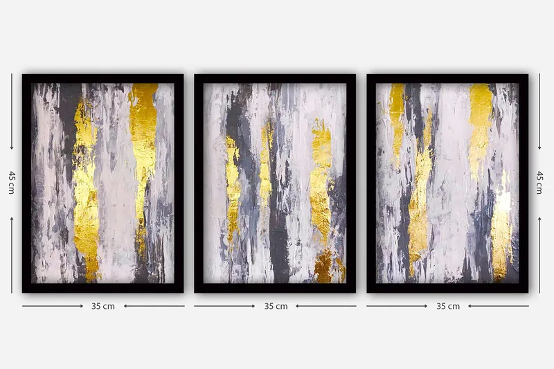 Dekorativ inramad målning 3-Delar 35x45 cm - Flerfärgad - Inredning - Tavlor & konst - Canvastavlor