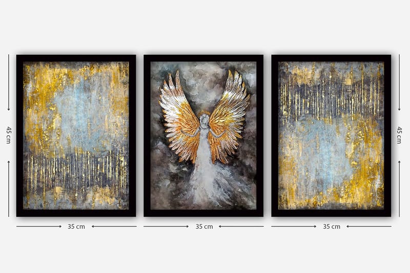 Dekorativ inramad målning 3-Delar 35x45 cm - Flerfärgad - Inredning - Tavlor & konst - Canvastavlor