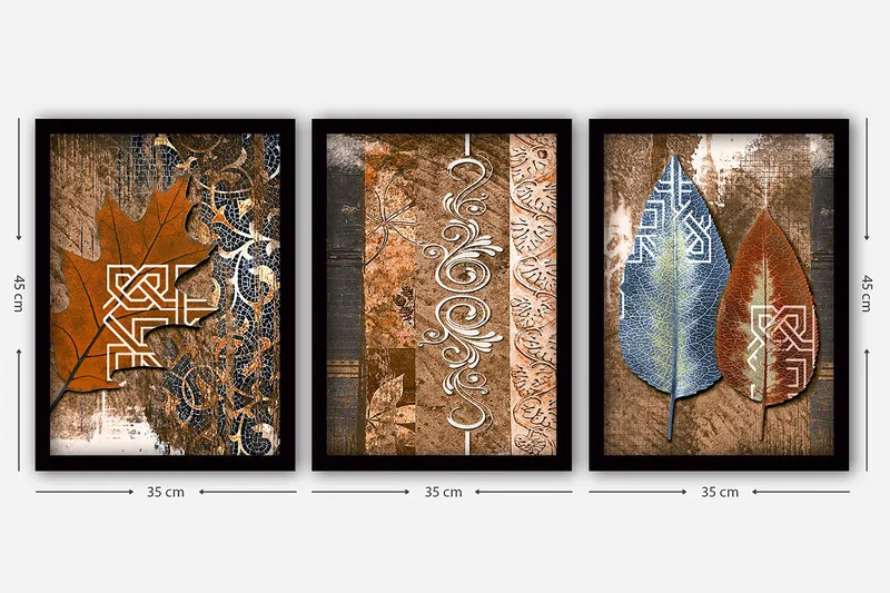 Dekorativ inramad målning 3-Delar 35x45 cm - Flerfärgad - Inredning - Tavlor & konst - Canvastavlor