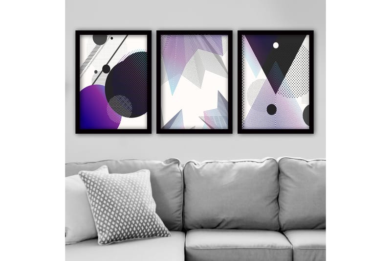 Dekorativ inramad målning 3-Delar 35x45 cm - Flerfärgad - Inredning - Tavlor & konst - Canvastavlor