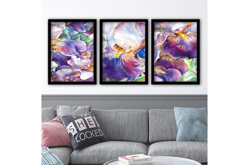 Dekorativ inramad målning 3-Delar 35x45 cm - Flerfärgad - Inredning - Tavlor & konst - Canvastavlor