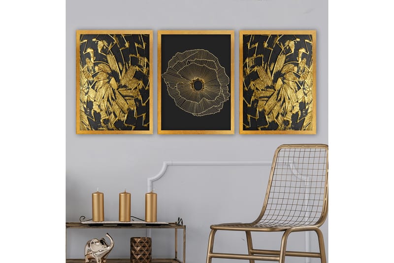 Dekorativ inramad målning 3-Delar 35x45 cm - Flerfärgad - Inredning - Tavlor & konst - Canvastavlor