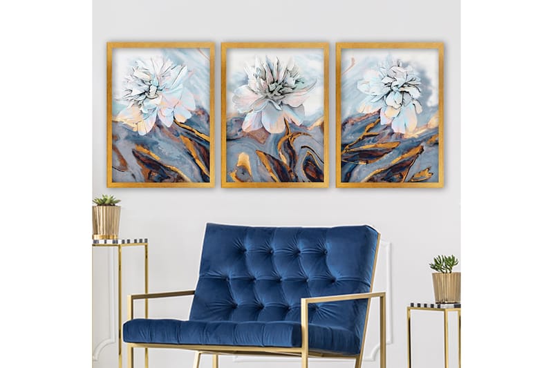 Dekorativ inramad målning 3-Delar 35x45 cm - Flerfärgad - Inredning - Tavlor & konst - Canvastavlor