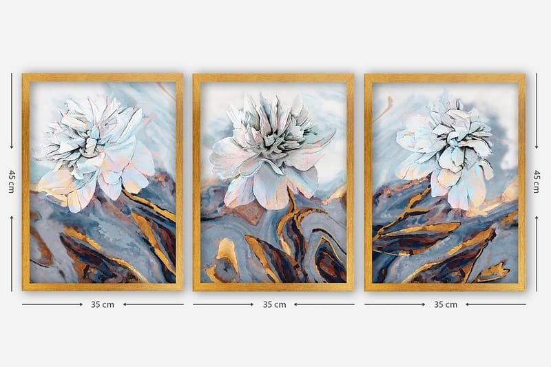 Dekorativ inramad målning 3-Delar 35x45 cm - Flerfärgad - Inredning - Tavlor & konst - Canvastavlor