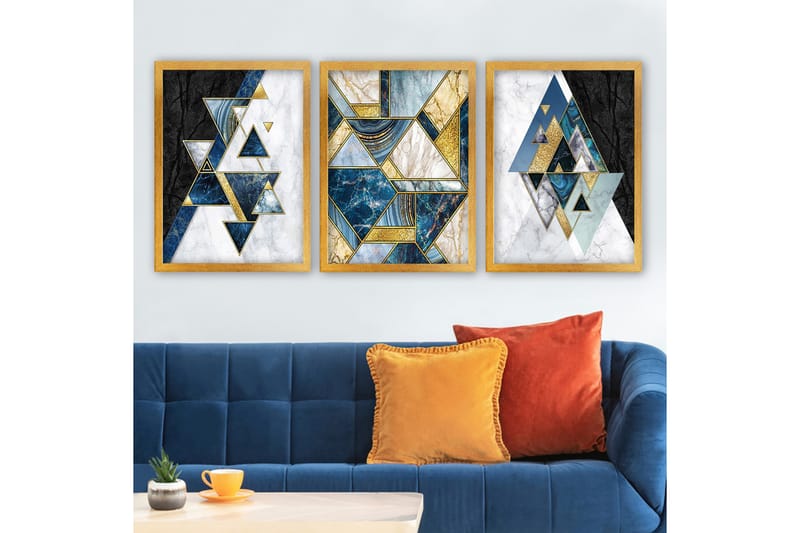 Dekorativ inramad målning 3-Delar 35x45 cm - Flerfärgad - Inredning - Tavlor & konst - Canvastavlor