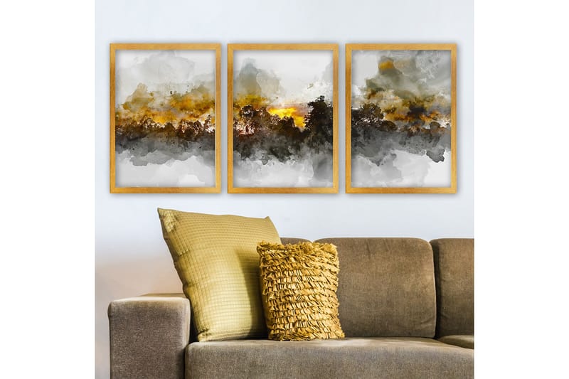 Dekorativ inramad målning 3-Delar 35x45 cm - Flerfärgad - Inredning - Tavlor & konst - Canvastavlor