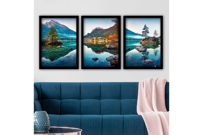Dekorativ inramad målning 3-Delar 35x45 cm - Flerfärgad - Inredning - Tavlor & konst - Canvastavlor