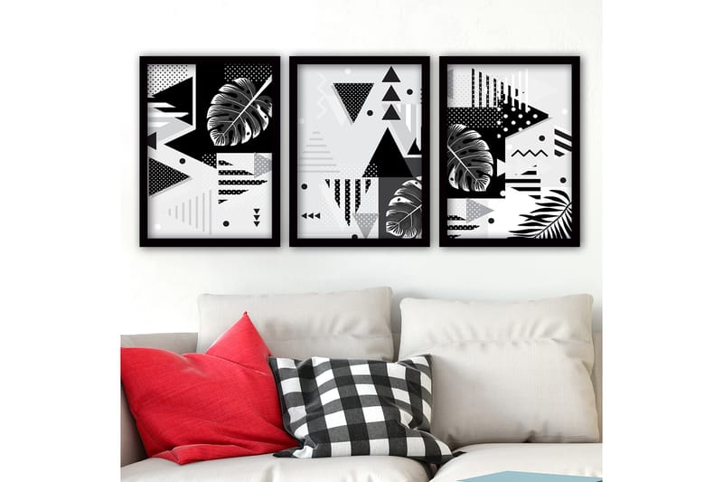 Dekorativ inramad målning 3-Delar 35x45 cm - Flerfärgad - Inredning - Tavlor & konst - Canvastavlor