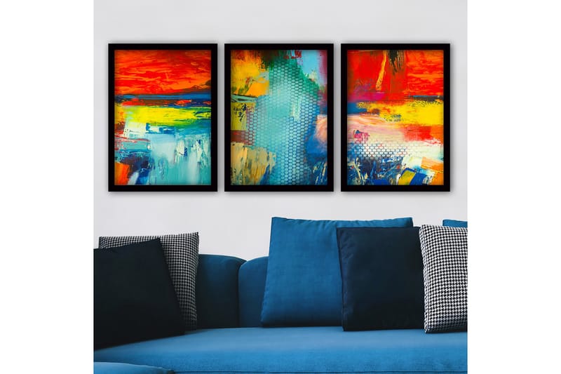 Dekorativ inramad målning 3-Delar 35x45 cm - Flerfärgad - Inredning - Tavlor & konst - Canvastavlor