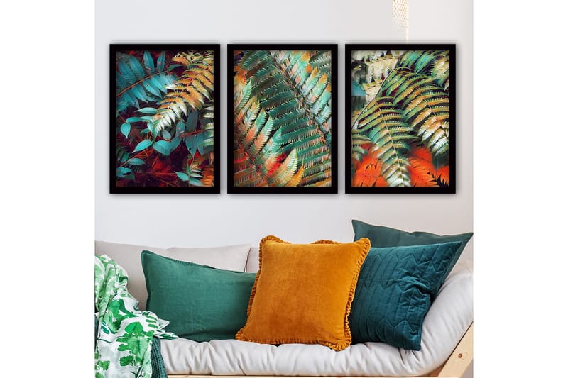 Dekorativ inramad målning 3-Delar 35x45 cm - Flerfärgad - Inredning - Tavlor & konst - Canvastavlor