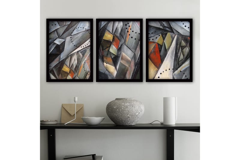 Dekorativ inramad målning 3-Delar 35x45 cm - Flerfärgad - Inredning - Tavlor & konst - Canvastavlor