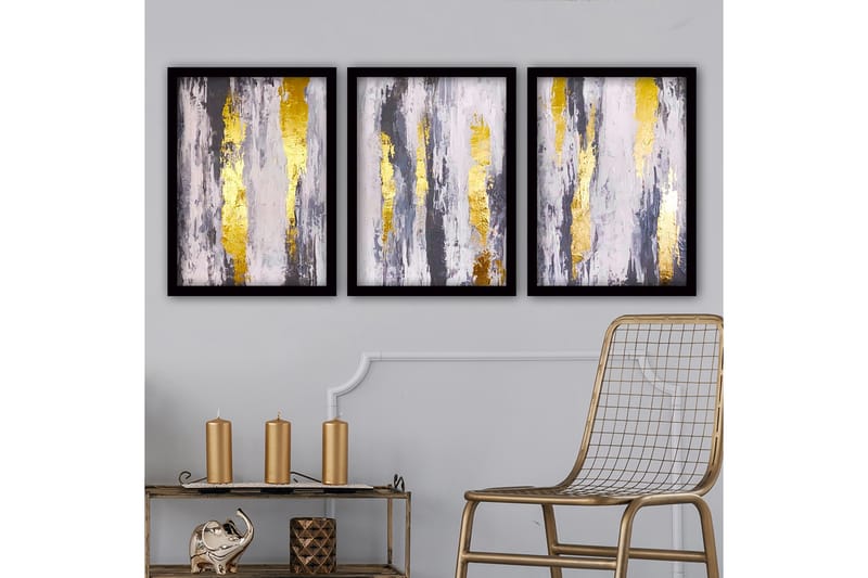 Dekorativ inramad målning 3-Delar 35x45 cm - Flerfärgad - Inredning - Tavlor & konst - Canvastavlor