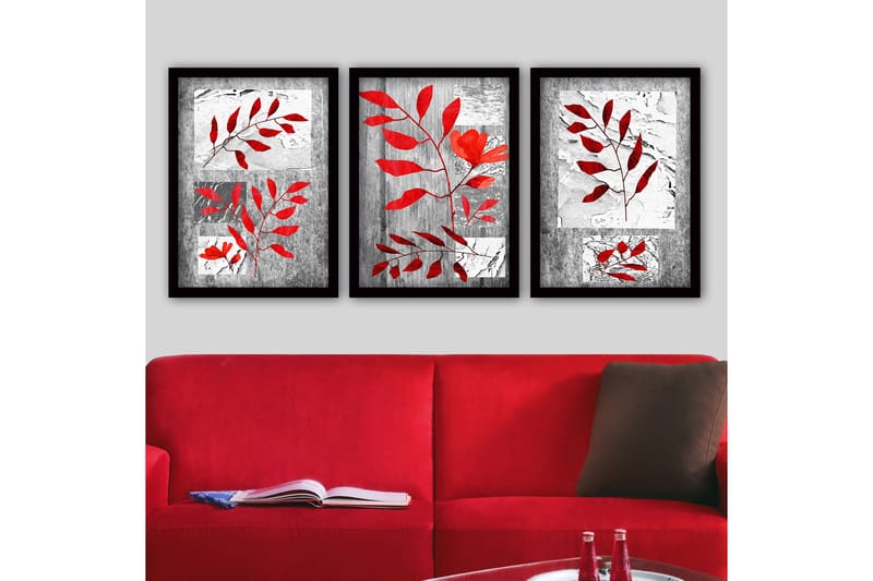 Dekorativ inramad målning 3-Delar 35x45 cm - Flerfärgad - Inredning - Tavlor & konst - Canvastavlor