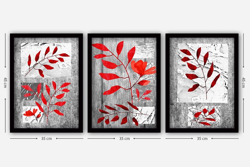 Dekorativ inramad målning 3-Delar 35x45 cm - Flerfärgad - Inredning - Tavlor & konst - Canvastavlor
